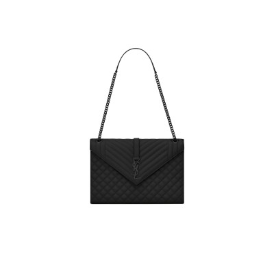 YSL ENVELOPE LARGE IN QUILTED GRAIN DE POUDRE EMBOSSED LEATHER 600166BOW981000 (31*22*7.5cm)